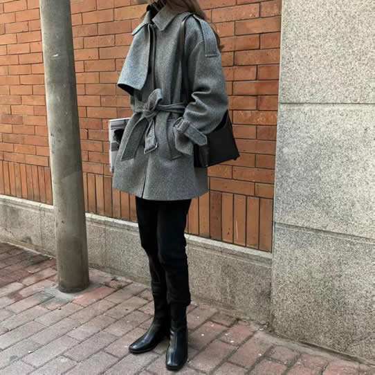 韩版呢子大衣搭配2022:穿时髦韩剧女主
